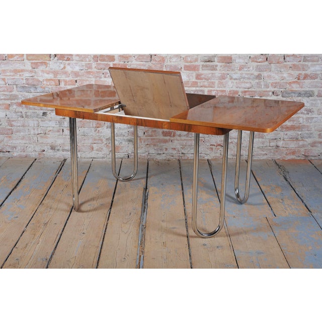 Bauhaus Folding Table in Oak by J. Halabala for Up Zavody, Czech, 1930s For Sale - Image 6 of 18