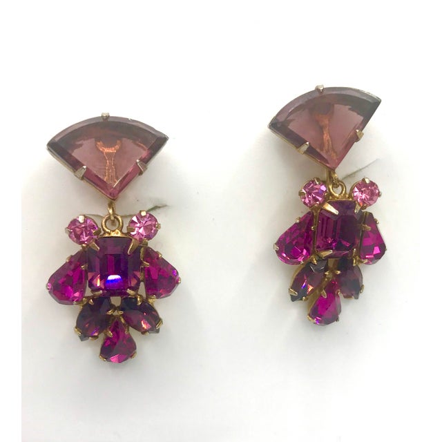 Magenta 1950s Juliana D & E Polished Crystal Dangle Earrings - 2 Pieces For Sale - Image 8 of 8