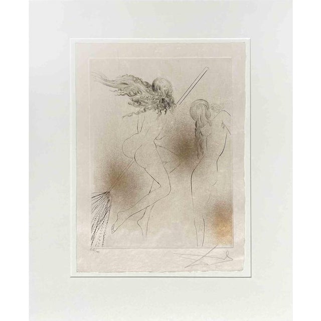Sorcière au Balai is a rare artwork from the Series "Faust" (La Nuit de Walpurgis), realized 1968/69. Etching, Drypoint,...