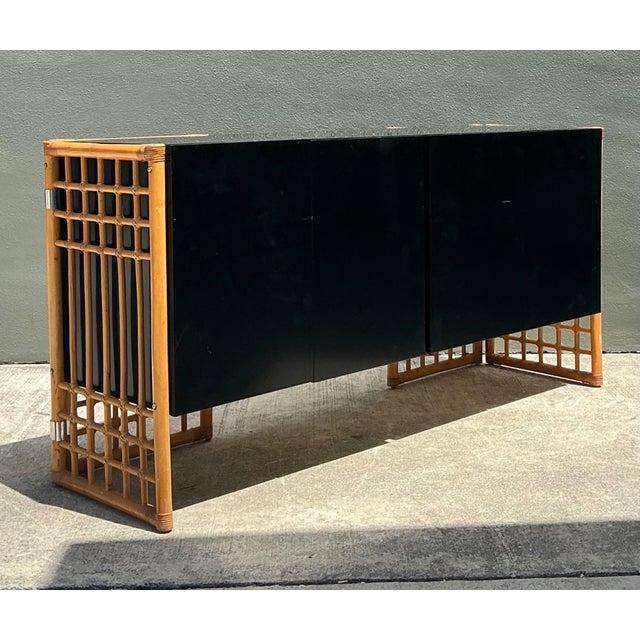 Vintage Rattan and Lacquered Wood Sideboard For Sale - Image 15 of 18