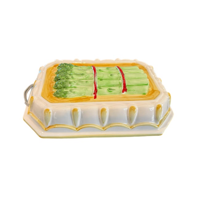 Italian Vintage Majolica Style Asparagus Wall Plaque For Sale - Image 3 of 10