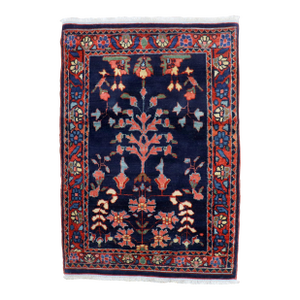 Early 20th Century Jewel Tone Navy Fine Sarouk Scatter Mini Rug
