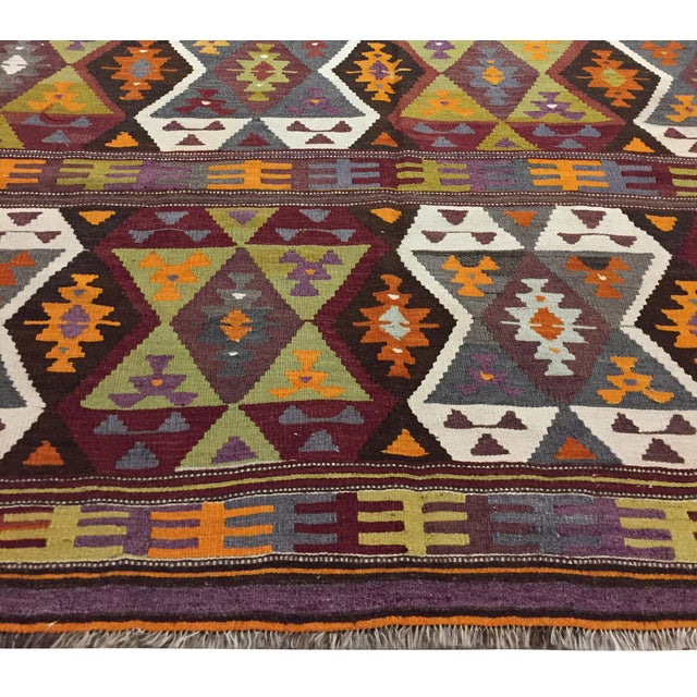 Contemporary Vintage Turkish Kilim Area Rug 5ft X 9ft For Sale - Image 3 of 8
