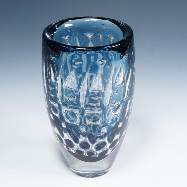 Mid-Century Modern Heavy Ariel Glass Vase by Ingeborg Lundin for Orrefors, Sweden 1964 For Sale - Image 3 of 7