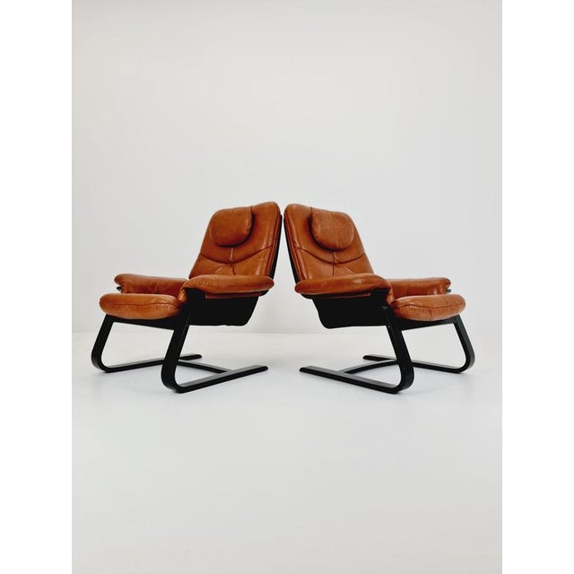 Mid century Armchairs By Ake Fribyter 1970s Set of 2 : Beautiful safari lounge chairs , Crafted from solid wood with a...