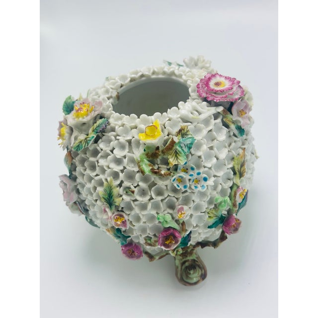 Porcelain Flower Encrusted Vase For Sale - Image 9 of 10