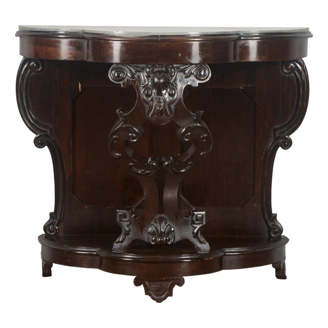 19th Century Italian Carved Wooden Console with Marble Top For Sale