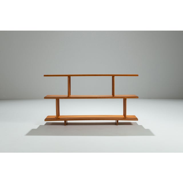 Orange Mid-Century Modern Three Tier Wooden Shelving Unit, 1970s For Sale - Image 8 of 13