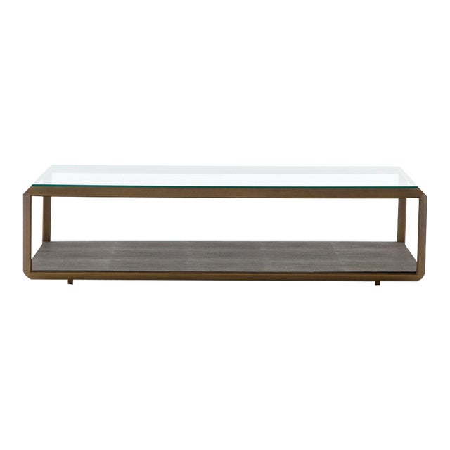 Four Hands Shagreen Shadow Box Coffee Table - Tempered Glass For Sale