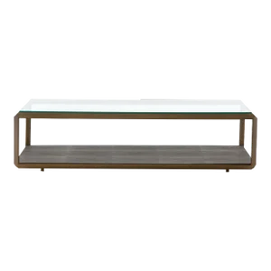 Four Hands Shagreen Shadow Box Coffee Table - Tempered Glass