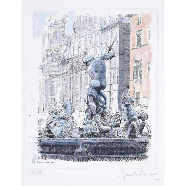 Giuseppe Malandrino, Navona Square, Etching, 1960s For Sale