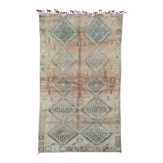 Mid Century Moroccan Wool Rug - 9.4 X 5.9 Ft For Sale