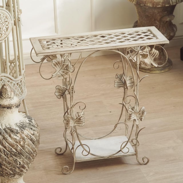Metal Side Table with Wire Shelf For Sale - Image 12 of 16
