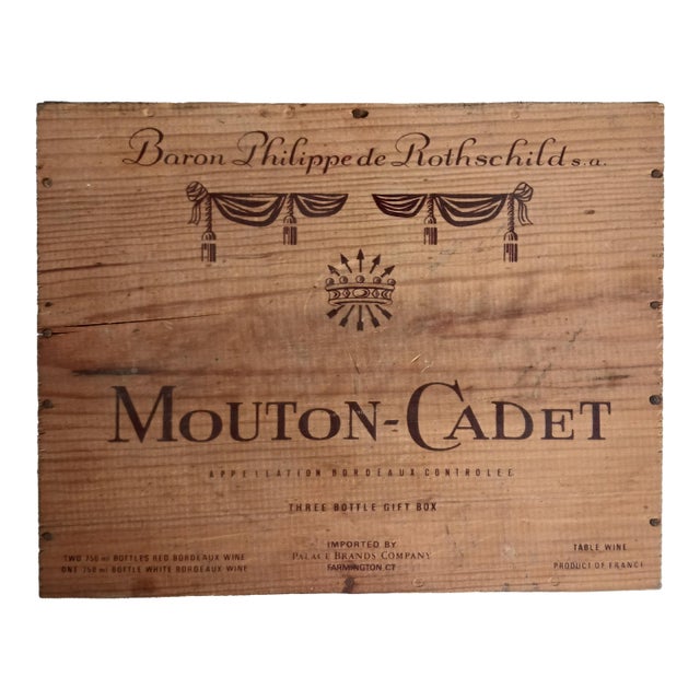 Vintage French Baron Philippe De Rothschild Mouton-Cadet Wine Box For Sale