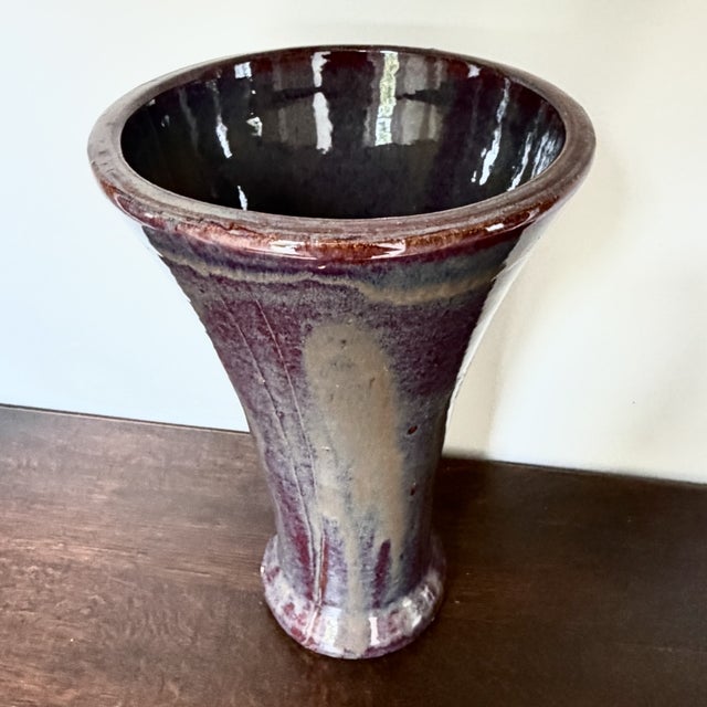 Ceramic Large Vintage Stoneware Vase with Reactive Glaze, 1960s For Sale - Image 7 of 16