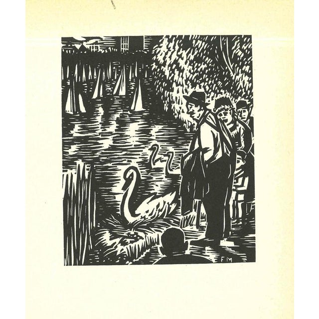 Modern Frans Masereel, The Park, 1964, Woodcut For Sale - Image 3 of 3
