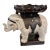 Vintage Glazed Ceramic Elephant Plant Stand With Decorative Bowl For Sale