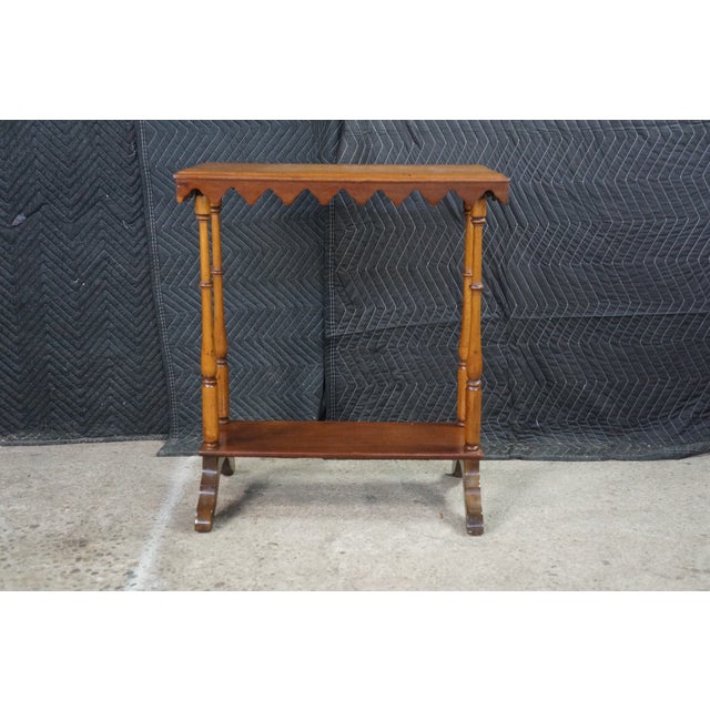 Antique Victorian Eastlake 2 Tier Walnut Hall Side Table Sawtooth Apron 25" For Sale - Image 4 of 18