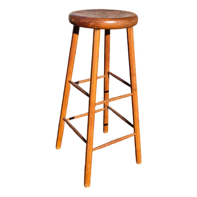 19th Century American Windsor Style Tall Stool or Pedestal Stand For Sale