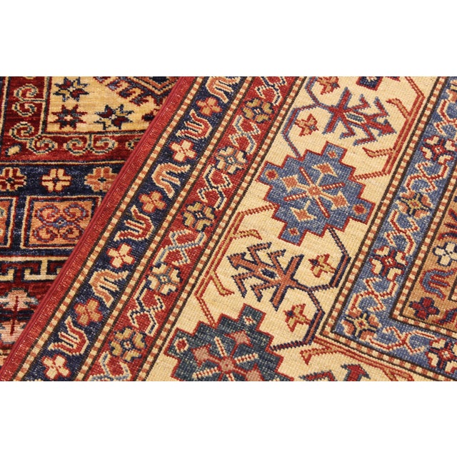 Tan Southwestern Super Kazak Red/Tan Wool Rug - 6'8'' X 9'11'' For Sale - Image 8 of 10