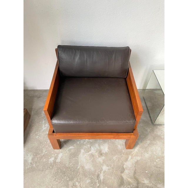 Modernist Exotic Wood and Leather Armchair, 1960s For Sale - Image 12 of 18