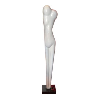 Vintage Mid-Century Stylized Nude Large White Sculpture Art For Sale