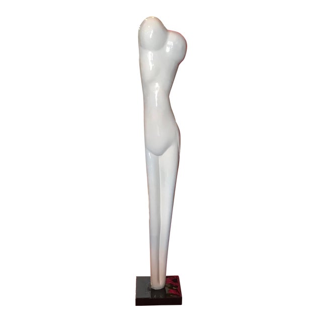 Vintage Mid-Century Stylized Nude Large White Sculpture Art For Sale