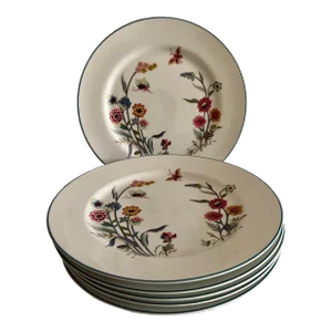 Vintage Jardin by Andrea " Sedek" Pattern Porcelain Dinner Plates S/6