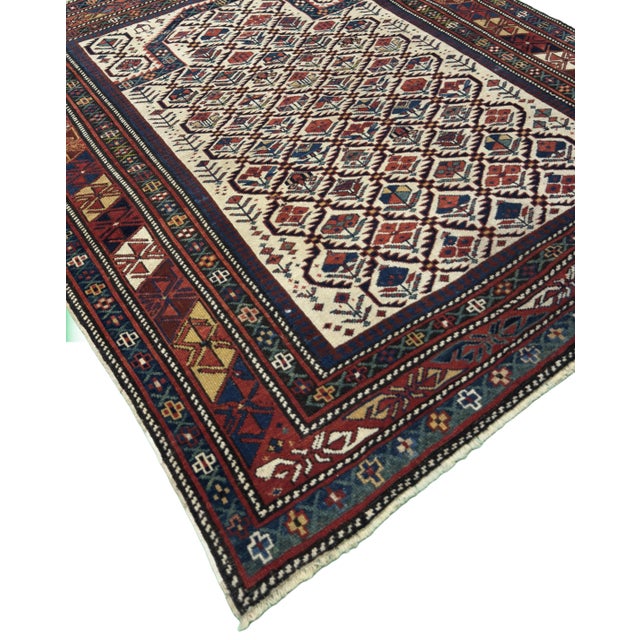 1880's Antique Caucasian Marasali Shirvan Rug - 3′5″ × 4′2″ For Sale In West Palm - Image 6 of 9