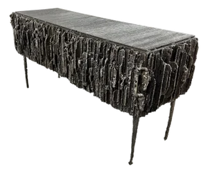 2021 James Bearden Brutalist Corinthian Cabinet in Plasma Carved Steel, Attributed