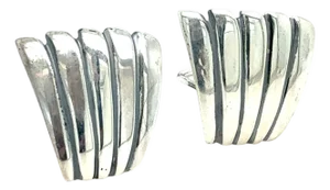 1990s Pair of Tiffany & Co Estate Fan Clip on Earrings Sterling Silver