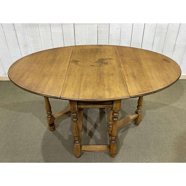Wood English Oak Gateleg Folding Table, 1950s For Sale - Image 7 of 12