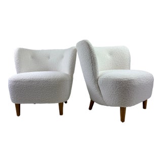 Mid-Century Modern Newly Upholstered Club Chairs After Gio Ponti For Sale