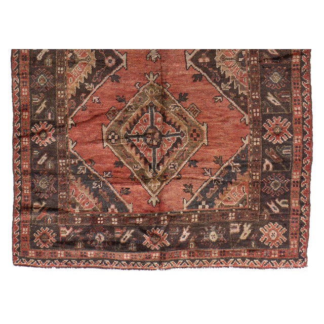 Vintage Circa 1940 Orange Turkish Oushak Kelleh Hand Knotted Wool Runner 5ft 6in X 12ft 2in For Sale - Image 15 of 18