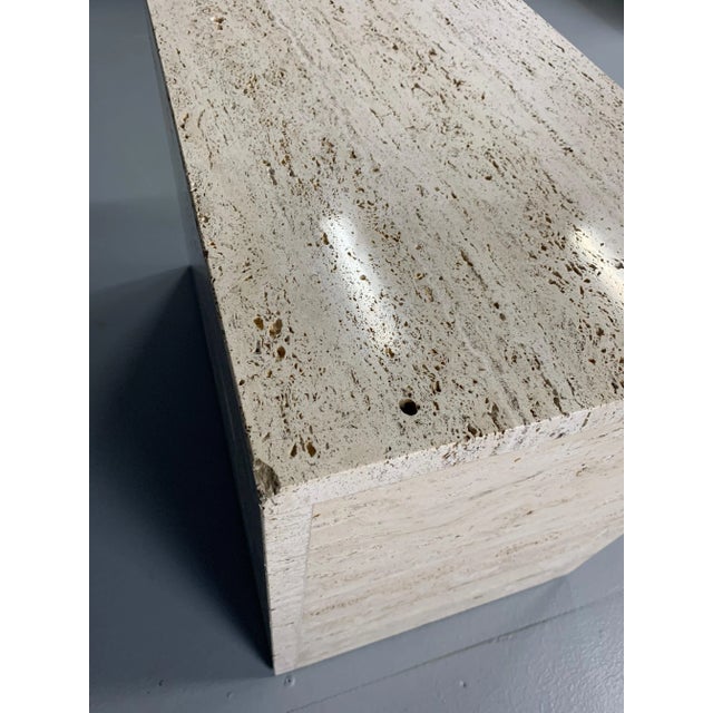 Tan Mid-Century Italian Travertine Side Table For Sale - Image 8 of 9