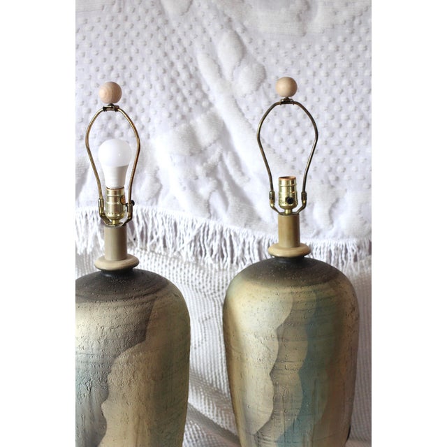 Casual Lamps of California 1980s Airbrush Cloud Plaster Lamps - a Pair by Casual Lamp Co. For Sale - Image 4 of 11