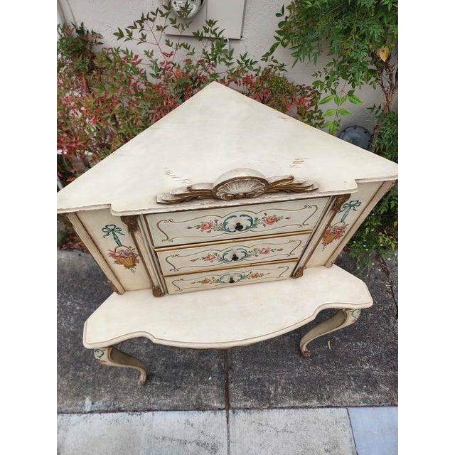 Antique Hand Painted Italian Corner Vanity For Sale - Image 4 of 9