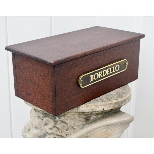 1920s Antique Mahogany Box W/Textured Alligator Finish and Brass Plaque For Sale - Image 5 of 12