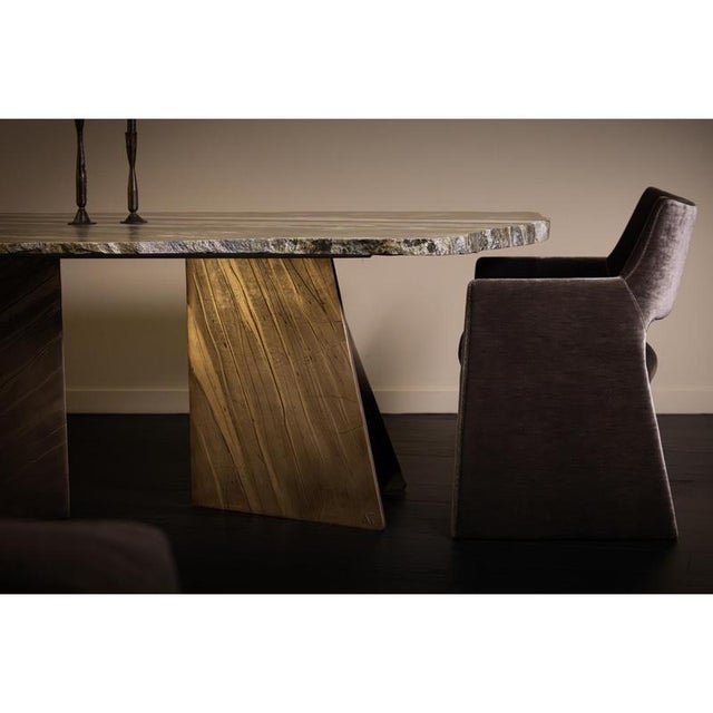 Brown Vermont One of a Kind Dining Table in Marble and Brass by Alex Turco For Sale - Image 8 of 10