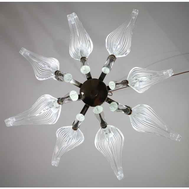 1980s Extraordinary Large Transparent Murano Glass Leaves Chandelier by Franco Luce For Sale - Image 17 of 18