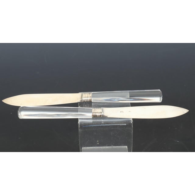 Antique 1920 French Art Deco Jacques & Pierre Cardeilhac Sterling Silver Fruit Knives With Glass Handles - Set of 12 For Sale - Image 11 of 14