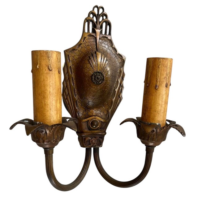 1930s 1930s Bronze Art Deco Wall Sconces - a Pair For Sale - Image 5 of 6