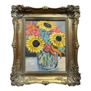Contemporary Original Alexandra Brown Still Life Floral Oil Painting “For Paris” Vintage French Style Frame