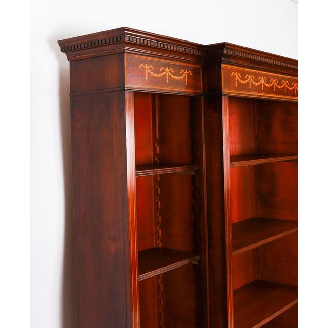 Vintage Sheraton Revival Breakfront Open Bookcase For Sale - Image 10 of 14
