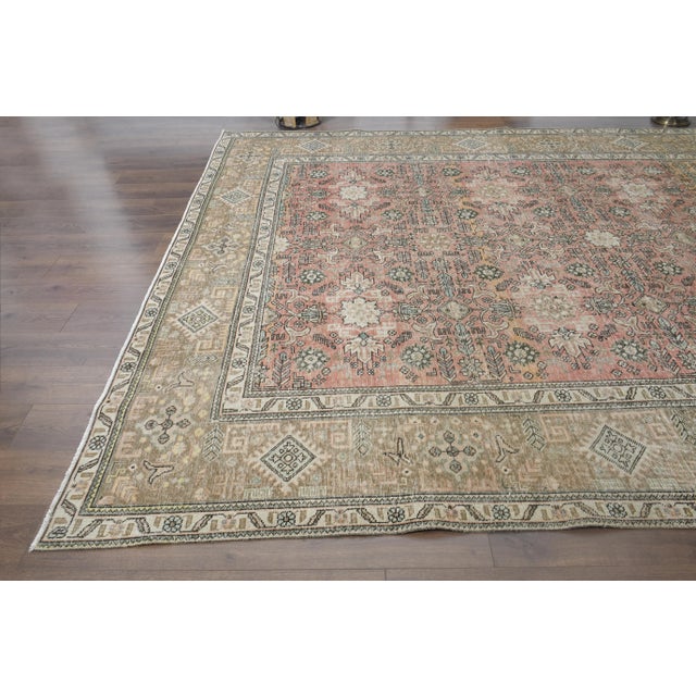 1970s Vintage Persian Handmade Wool Orange Area Rug For Sale - Image 10 of 11