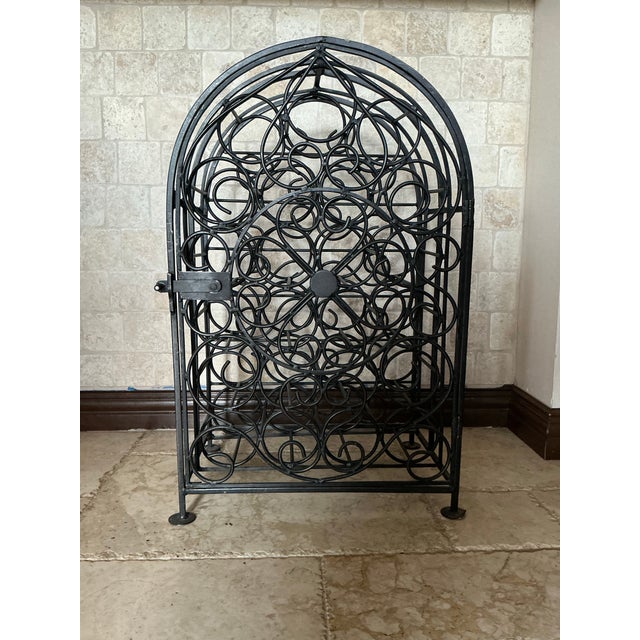 Vintage Wrought Iron Scrollwork Wine Rack For Sale - Image 10 of 12