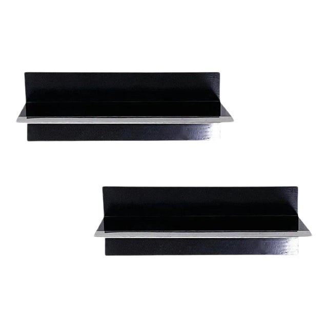 Mid-Century Italian Wooden Shelves, 1980s, Set of 2 For Sale