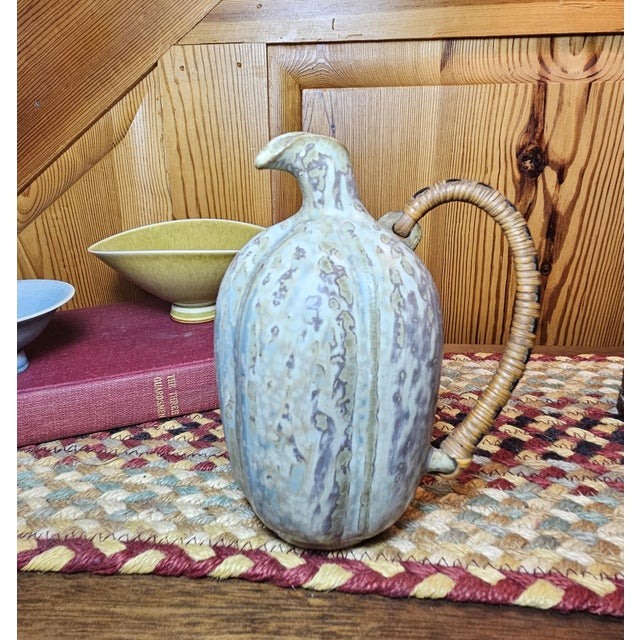 Mid-Century Modern 1940s Arne Bang Woven Gourd Shaped Rattan Handle Jug For Sale - Image 3 of 13