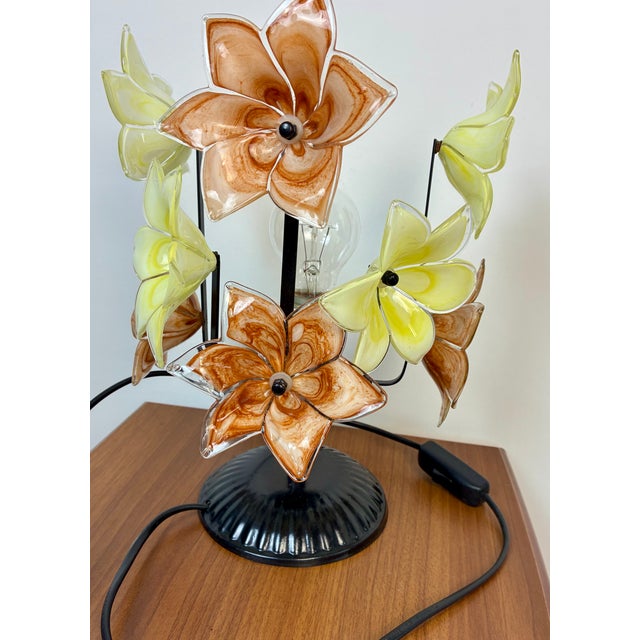 Vintage Italian Murano Style Floral Table Lamp For Sale - Image 9 of 16