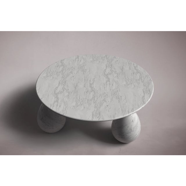 Cons Italian Carrara Marble Round Coffee Table 43" For Sale - Image 4 of 5